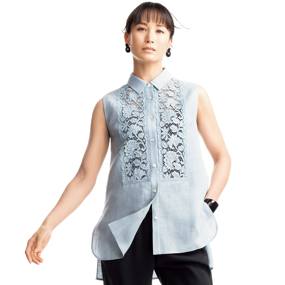 フランスレース使い リネンブラウス 通販 - ディノス 