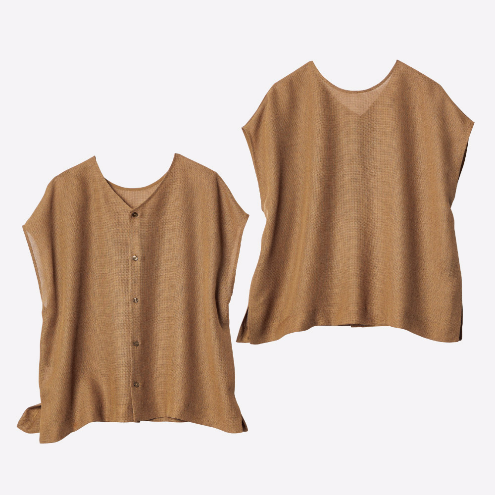 シャンブレーメッシュ プルオーバー&インナーセット プルオーバー シャツ ブラウス 383102