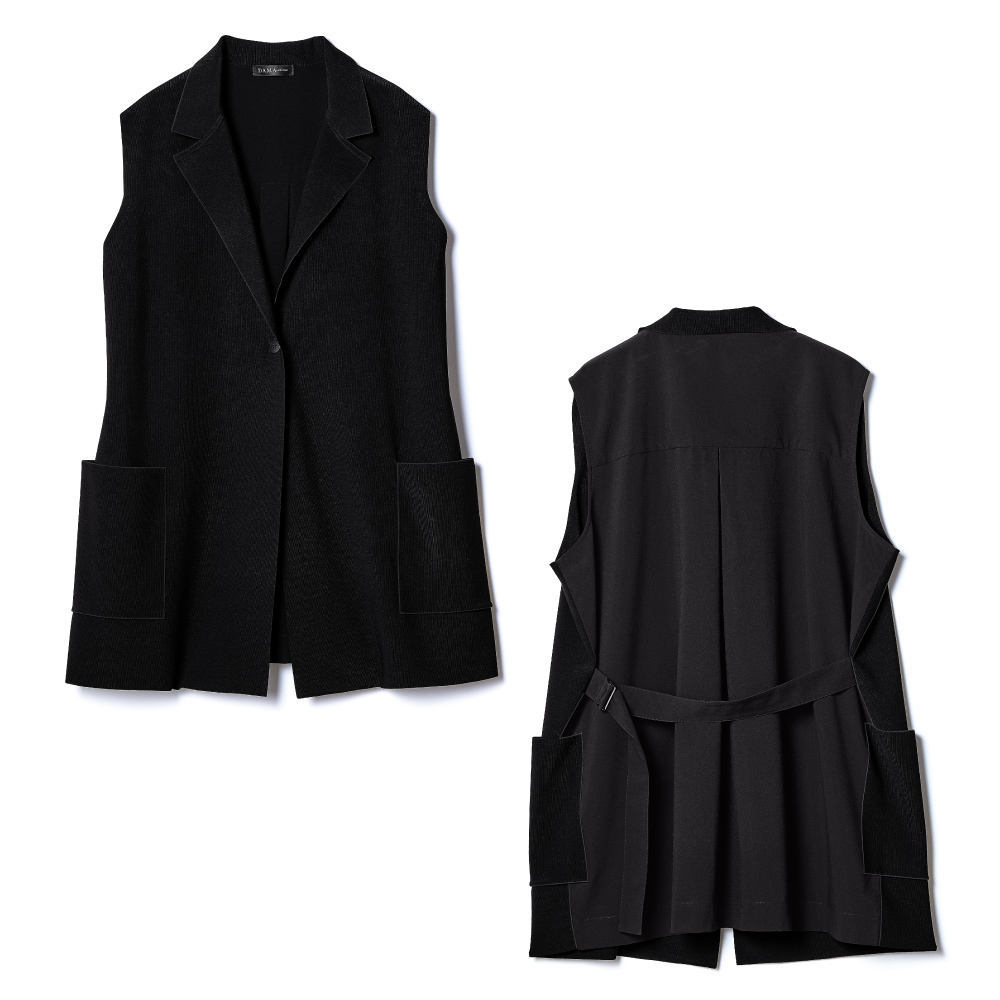 ニット×タフタドッキングジレ ベスト ジレ ジャケット 384402