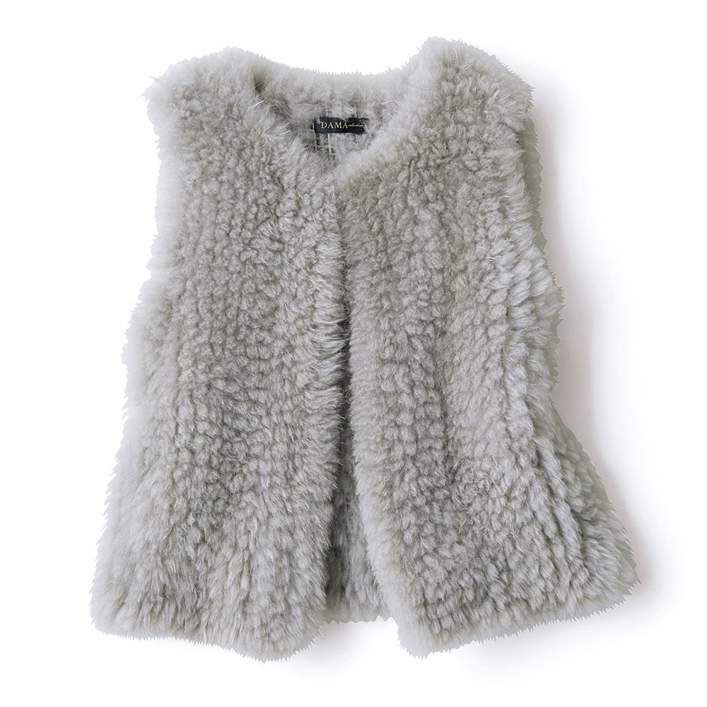 カシミヤファー テープ編み込み ジレ ベスト ジレ ジャケット 106501