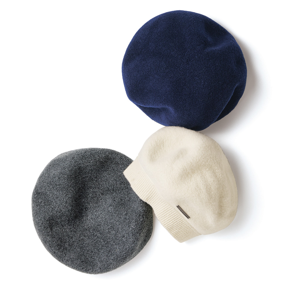 Les Belles Modes/ベル・モード カシミヤ混 ベレー帽 ニット帽 キャスケット 112302