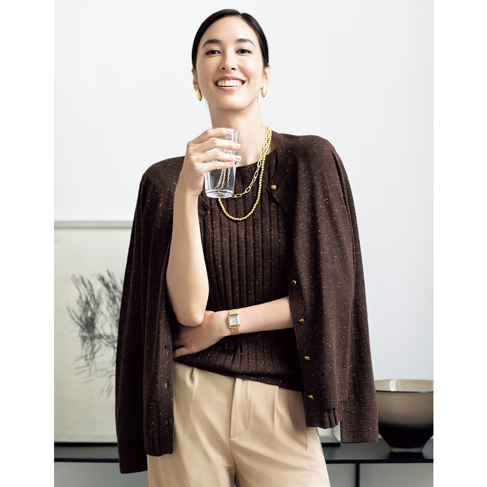 ラメ入り 梳毛ウール カーディガン ニットカーディガン ニット セーター 107201