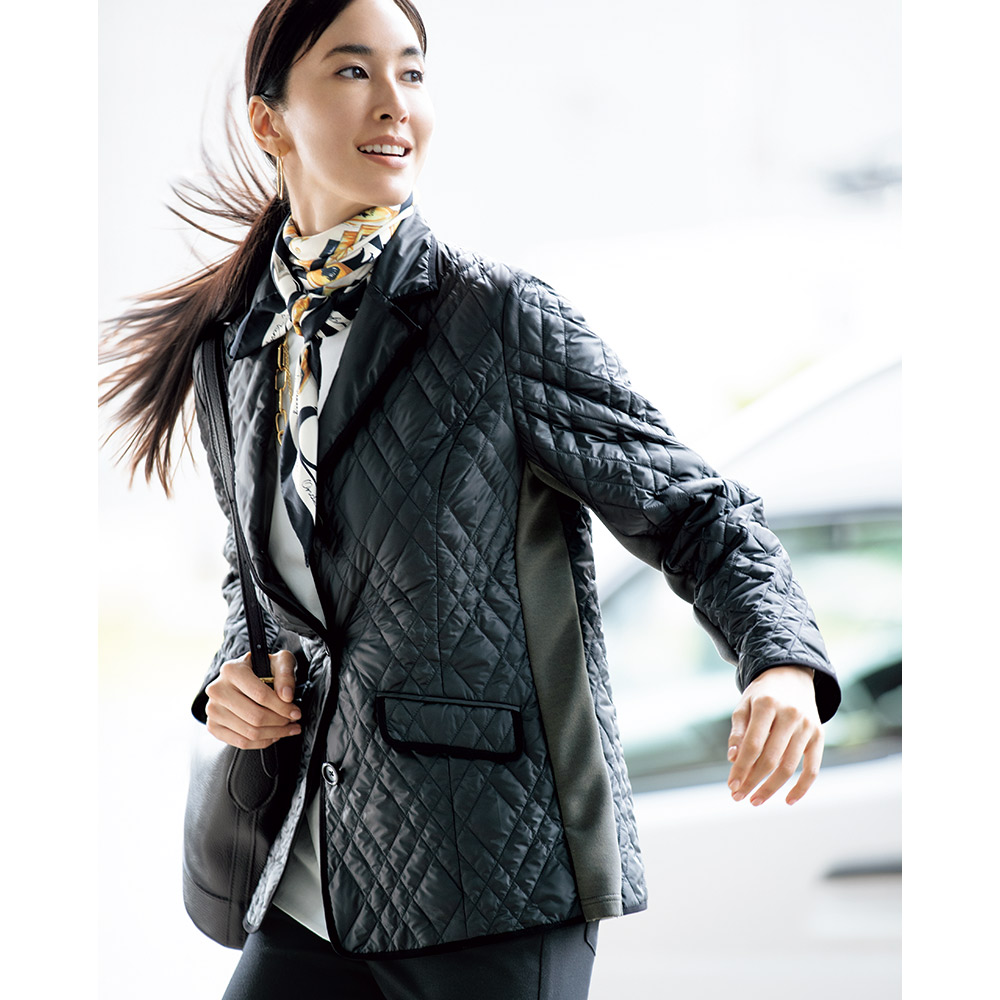 パイピング使い キルティング ダウンジャケット テーラードジャケット ジャケット 107501