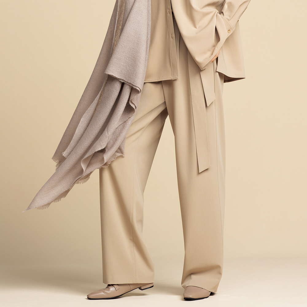 ドライギャバ ストレッチ ベルト付きパンツ ワイドパンツ パンツ 107802