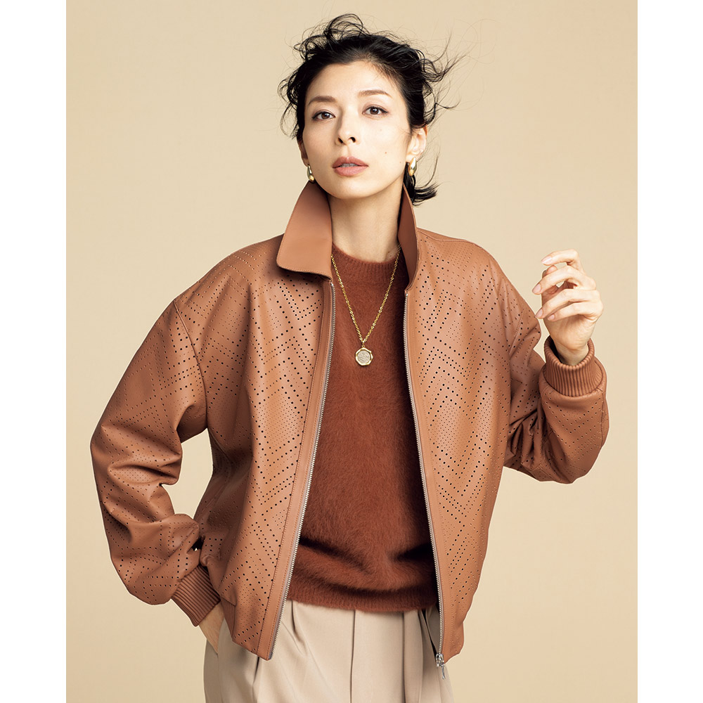 イタリアンラムレザー パンチング ブルゾン ブルゾン ジャケット 108001