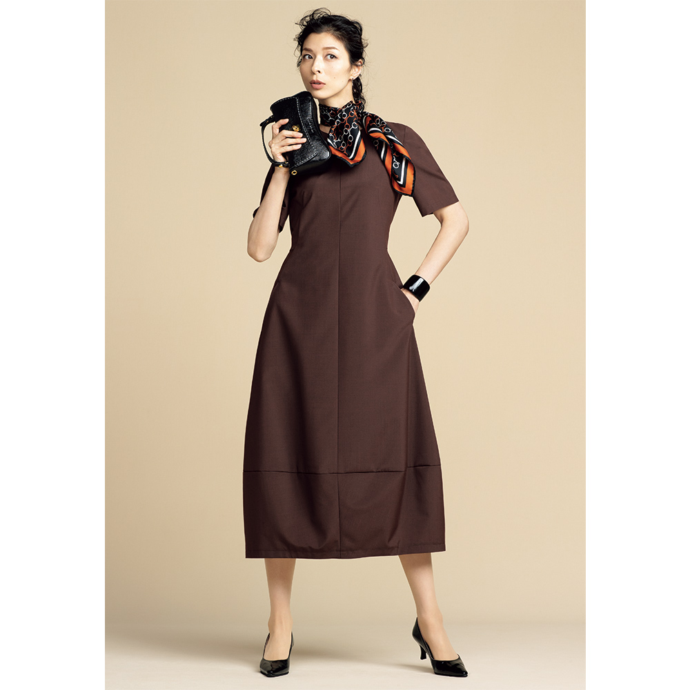 「NIKKE」 ZQウール混 コクーン ワンピース サステナブル 108101