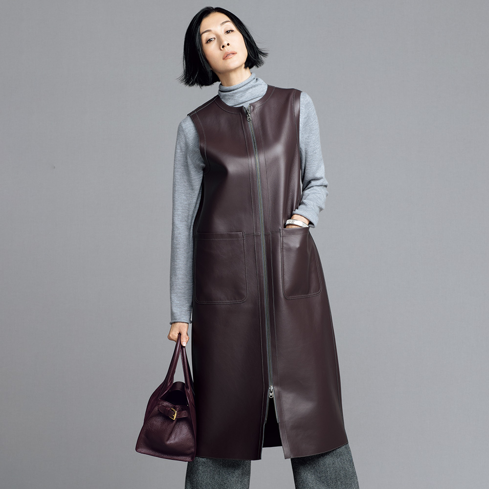 イタリアンラムレザー リバーシブル ジレ&ワンピース ワンピース 108301