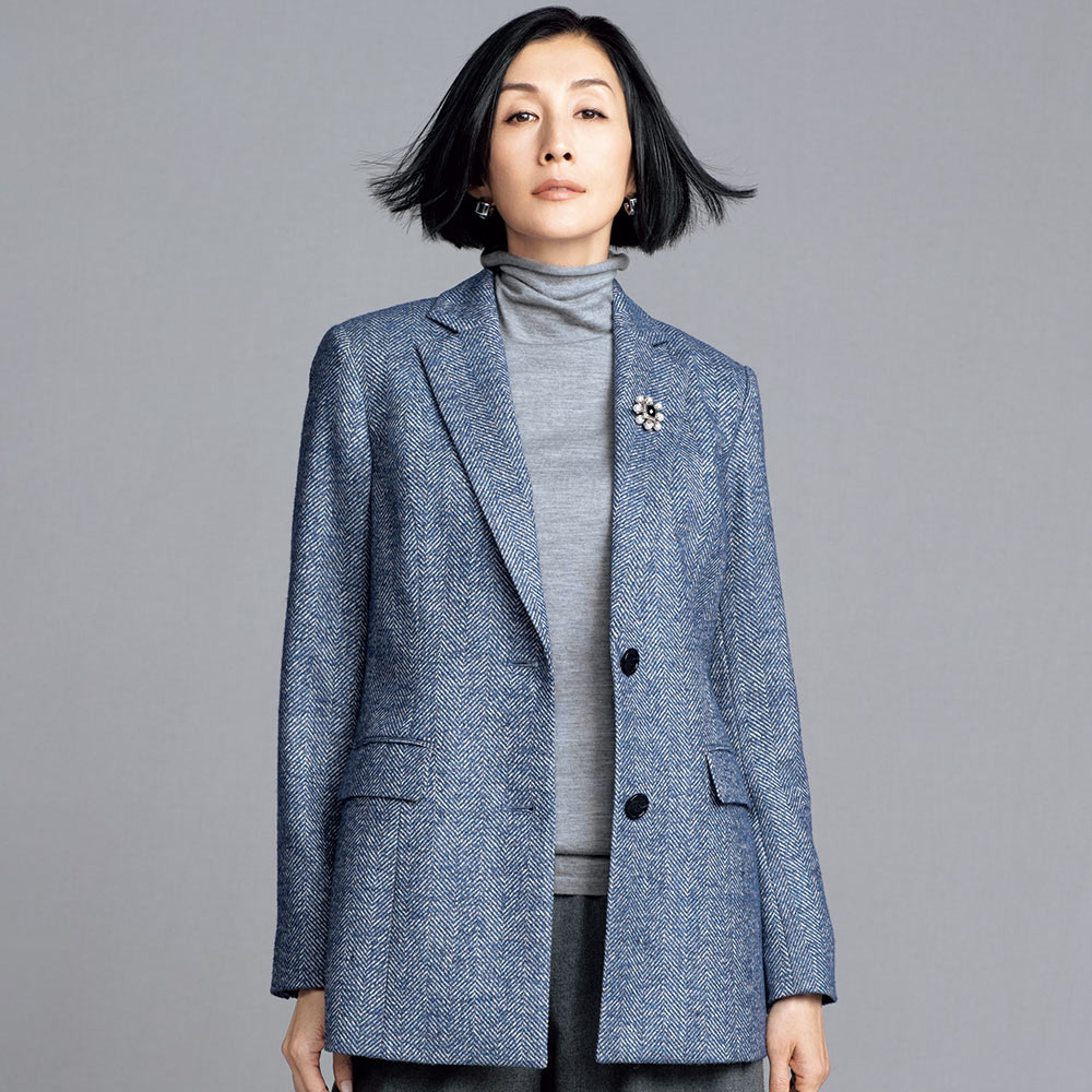 フェルラ社 ベビーアルパカ混 ヘリンボーン ジャケット テーラードジャケット ジャケット 108601