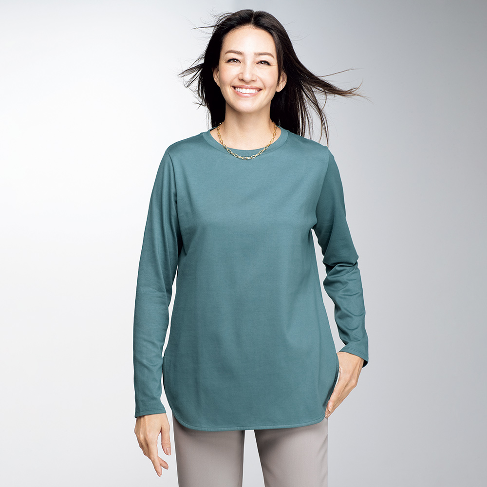 「A-GIRL’S」 オーガニックコットン 裾ラウンド Tシャツ Tシャツ カットソー 109301