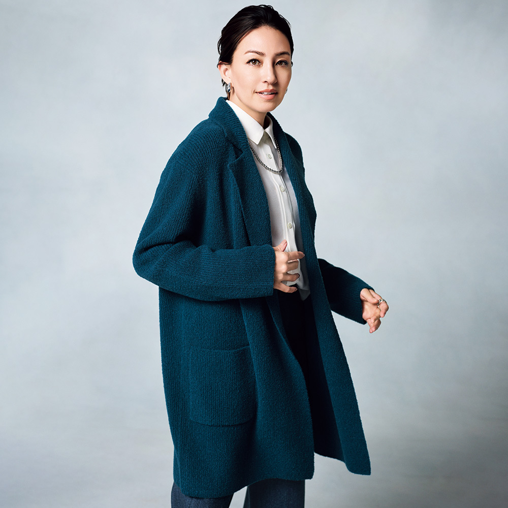 カシミヤ混ブークレ糸 総針編み コーディガン ニットカーディガン ニット セーター 109701