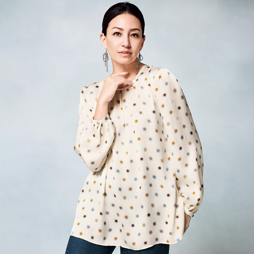 イタリア素材 カラフルドットプリント ブラウス ブラウス シャツ 109801