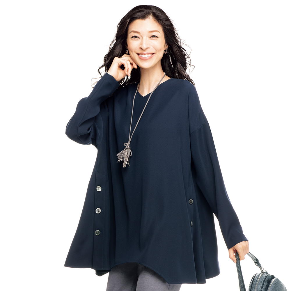 ダブルクロス ボタンデザイン イレギュラーヘム チュニック 通販