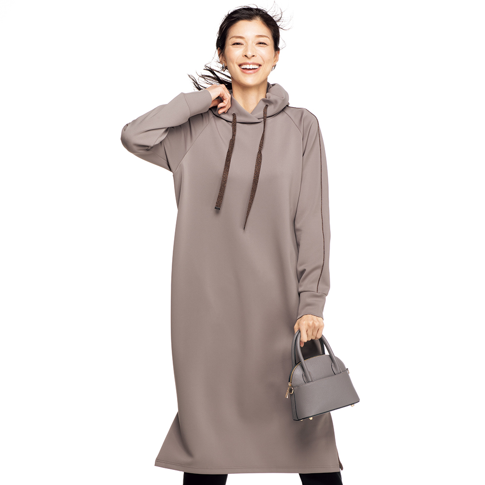 ラメテープ使い フーディー ロングチュニック 長袖 七分袖チュニック チュニック 110102