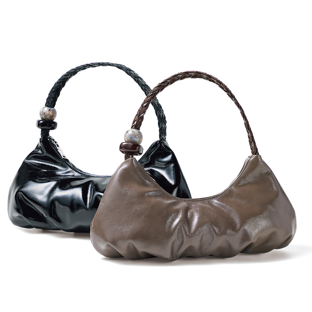 LANZETTI/ランゼッティ リンクルエナメル レザーバッグ(イタリア製) エナメルバッグ バッグ 110403