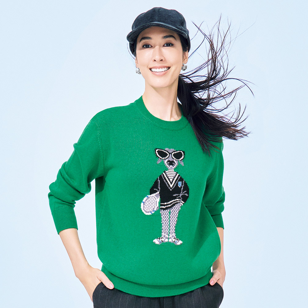 コットンウール テニスドッグ ジャカード プルオーバー ニットセーター ニット セーター 110602