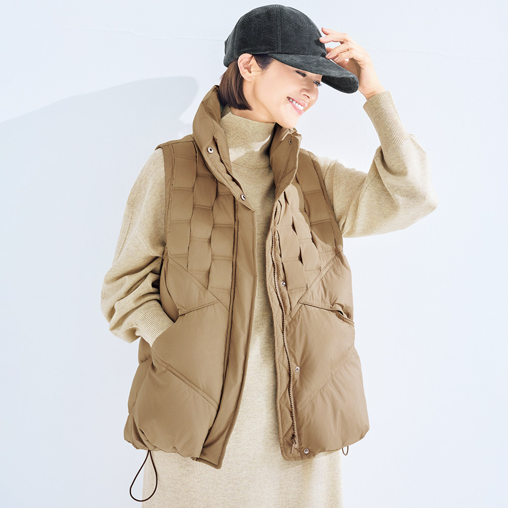 ステッチコンビ 中わた キルトベスト ベスト ジレ ジャケット 111701