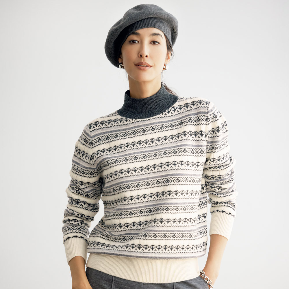 フェアアイル柄 ジャカード プルオーバー ニットセーター ニット セーター 130902