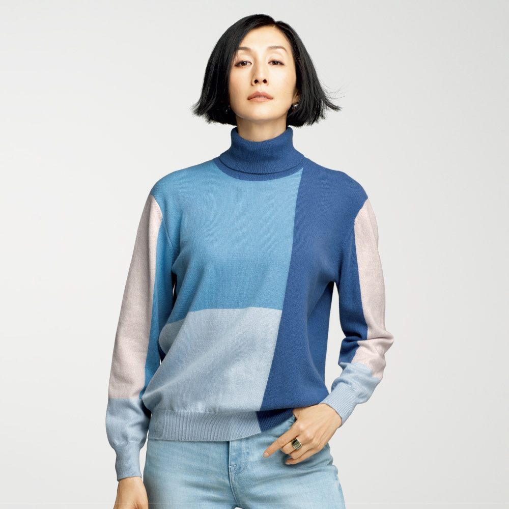 ウールカシミヤ インターシャ プルオーバー ニットセーター ニット セーター 131103