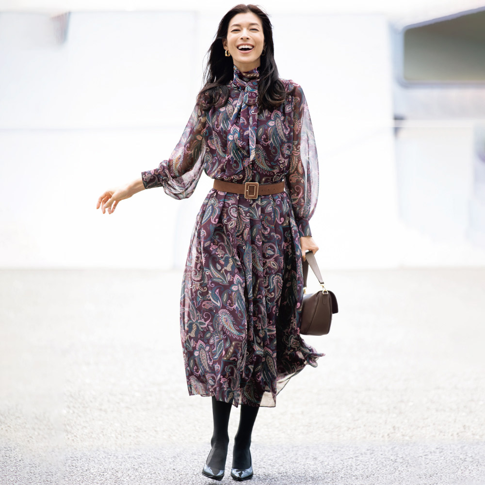 ビンダ社 更紗ペイズリープリント シフォンワンピース マキシワンピース ロングワンピース ワンピース 131303