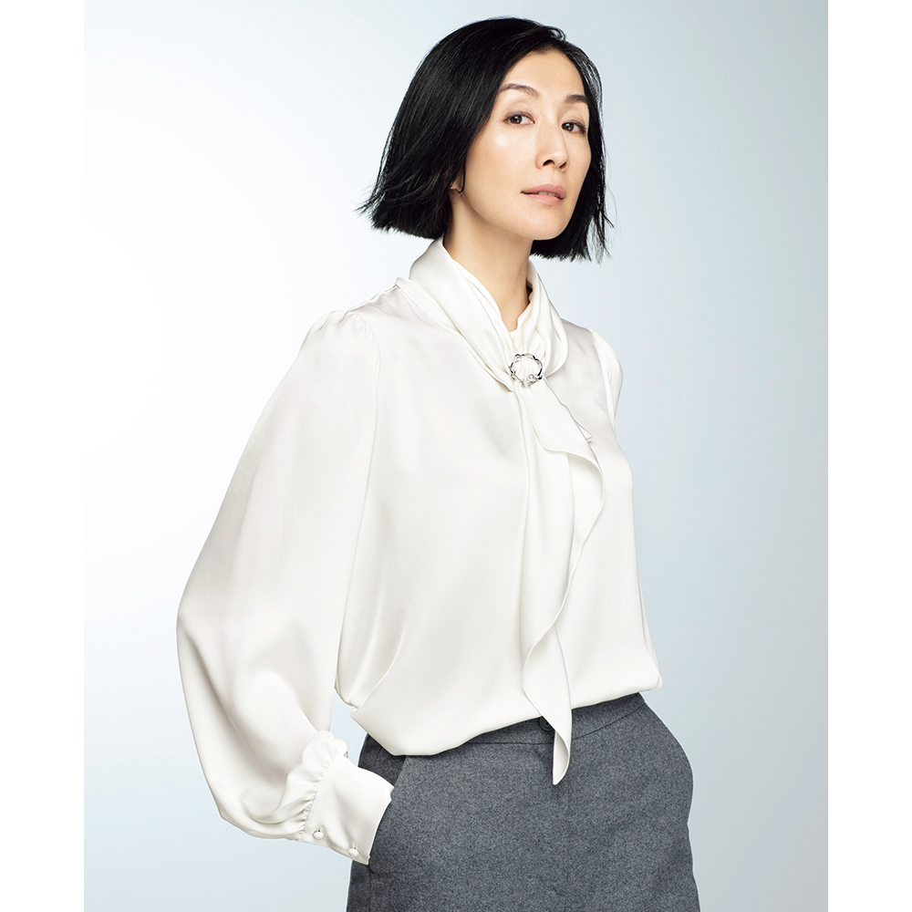 とろみラッフルフリル ボウタイ風 ブラウス プルオーバー シャツ ブラウス 143201