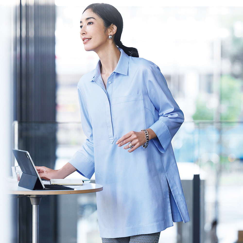 ソメロス社 ポケットデザイン ロングシャツ シャツ ブラウス 139701