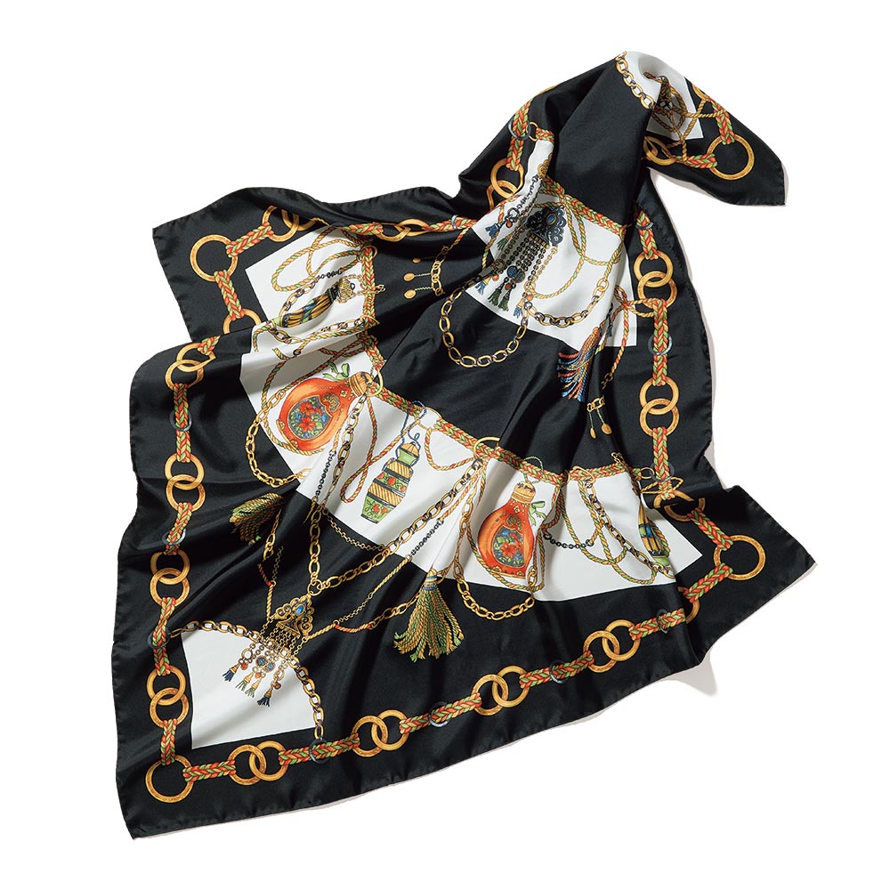 ビンダ社 香水＆タッセル柄 大判シルク スカーフ スカーフ ストール マフラー 139803