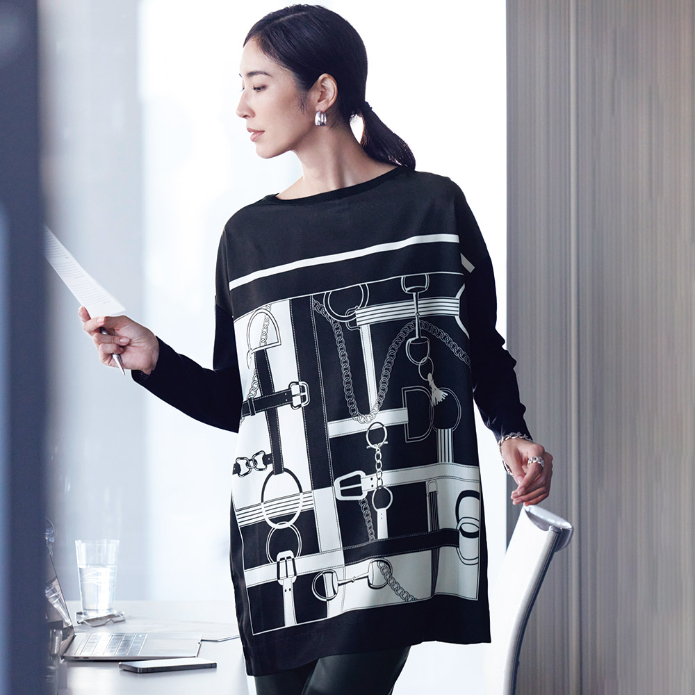 ベルト柄プリント ニットドッキング プルオーバー ニットセーター ニット セーター 139901