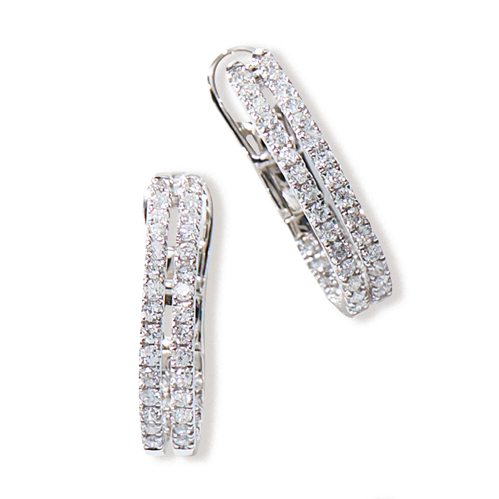 K18 0.5ctダイヤ 二連 フープピアス ディノスANAmall店