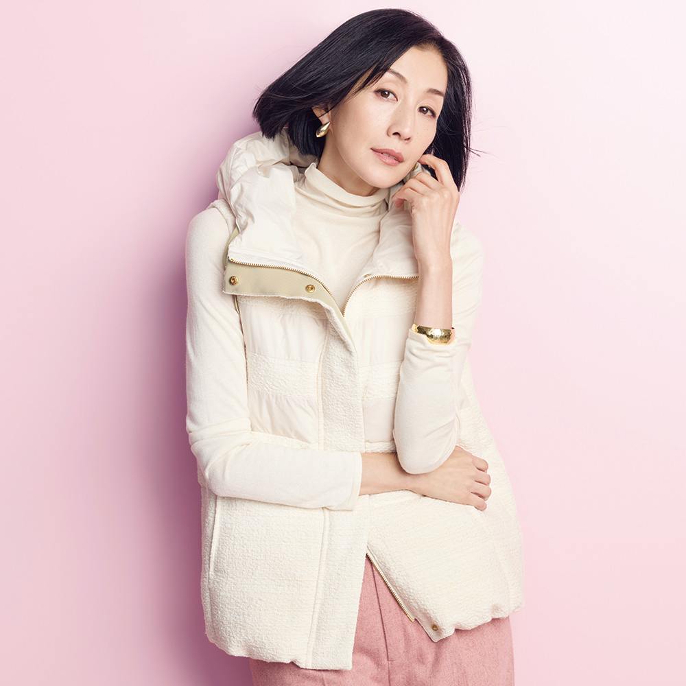 イタリアンツイード 切り替え ダウンベスト ベスト ジレ ジャケット 141102