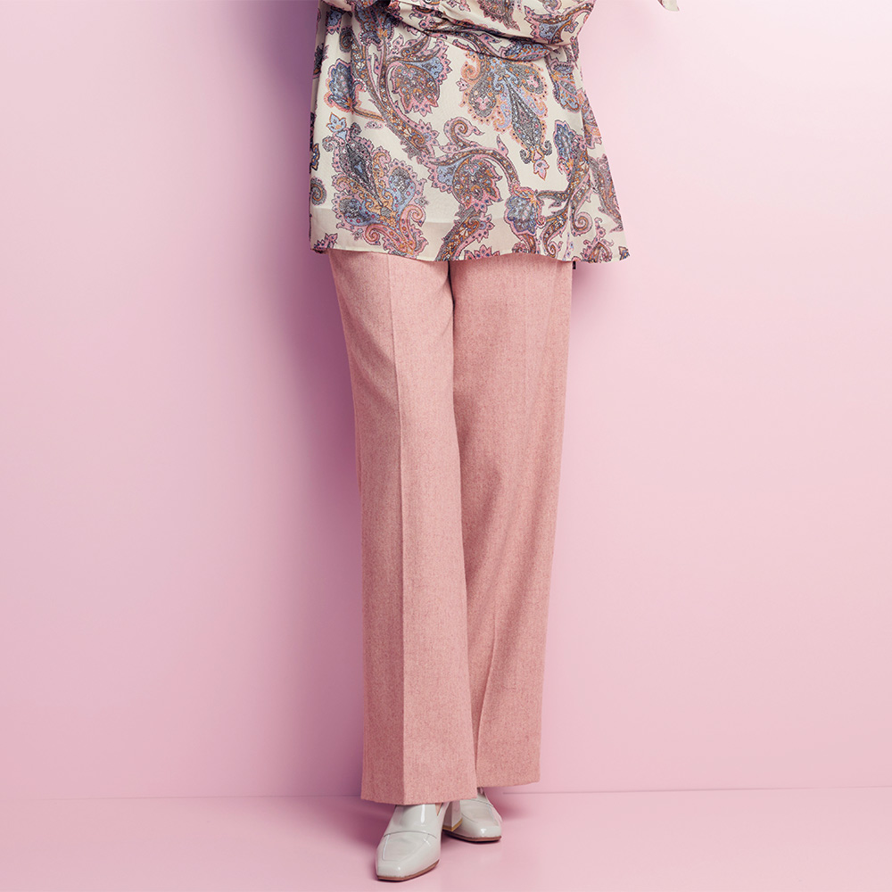 ≪股下丈68cm≫ ウール混フラノ タック ワイドパンツ サステナブル 141202