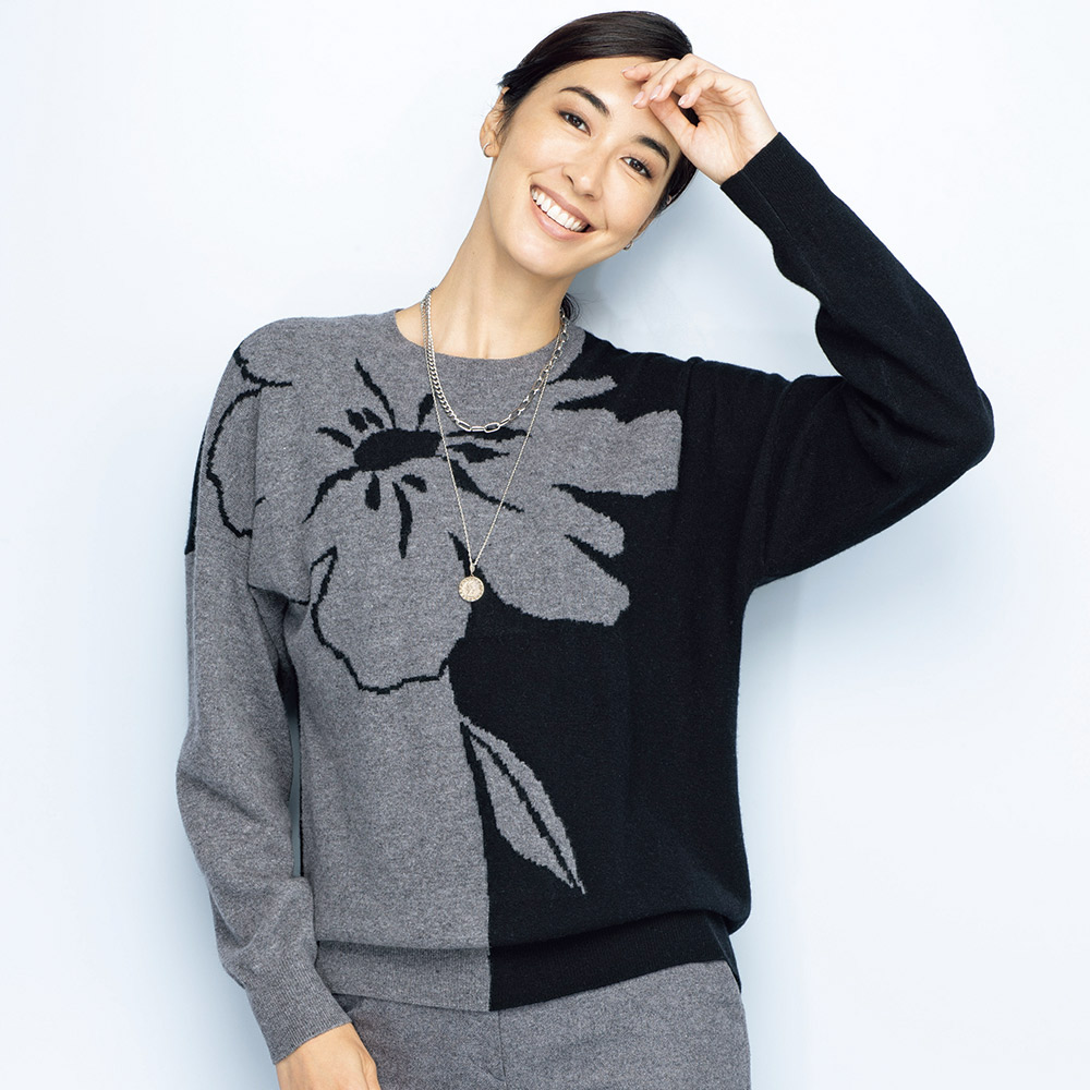 フラワー ジャカード ニットプルオーバー ニットセーター ニット セーター 141501