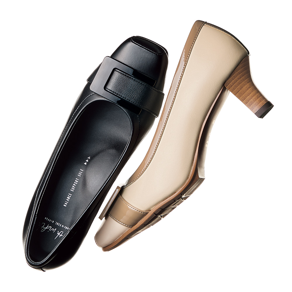 with width/ウィズウィズ バックルデザイン パンプス コンフォートパンプス シューズ スニーカー コンフォートシューズ 142103