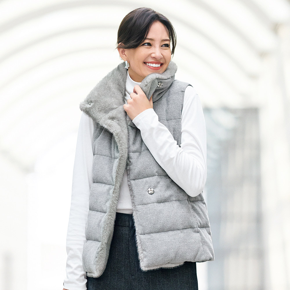 フェイクファーコンビ ダウンベスト ベスト ジレ ジャケット 142201