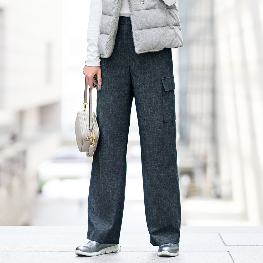 ラメ ストライプ セミワイド カーゴパンツ カーゴパンツ チノパンツ パンツ 142202