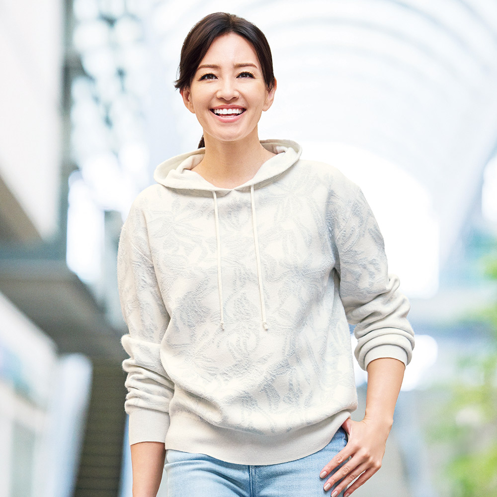 フラワー柄 ニットジャカード フーデッド プルオーバー パーカー スウェット トレーナー 142601