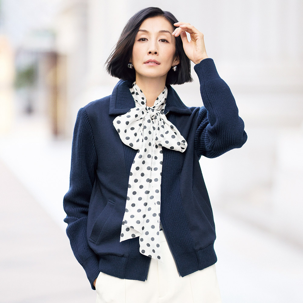 圧縮ウールジャージー＆ニット切り替え ブルゾン ブルゾン ジャケット 144603