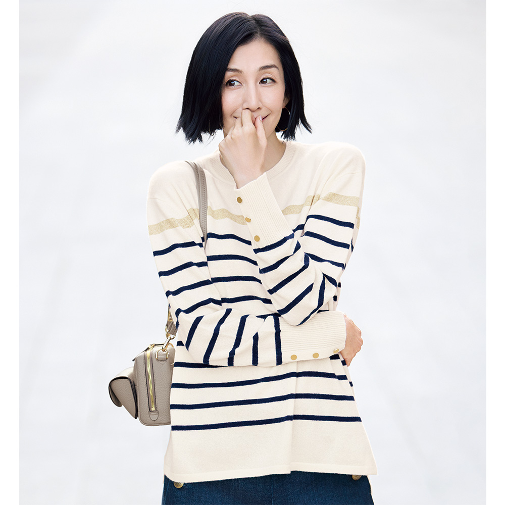 ウールカシミヤ ボーダー ニットプルオーバー ニットセーター ニット セーター 144701