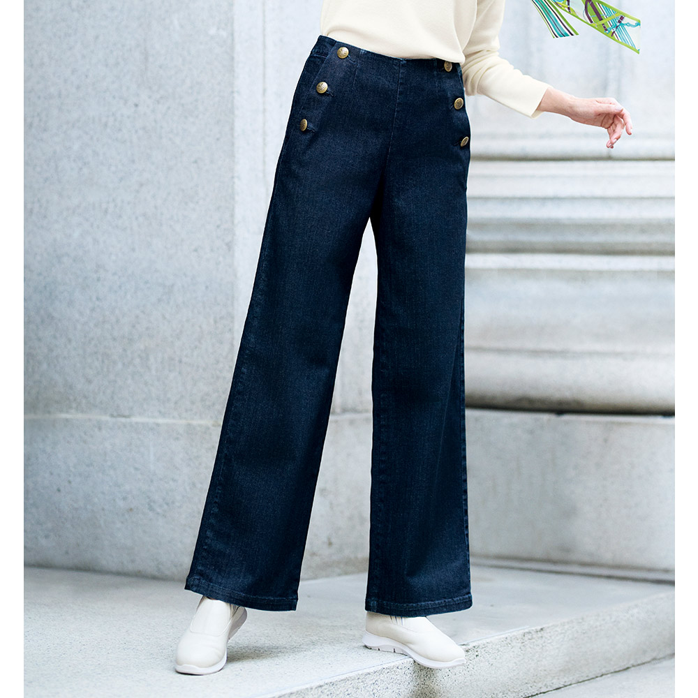 マリン風 ワイドデニムパンツ ワイドパンツ パンツ 144703