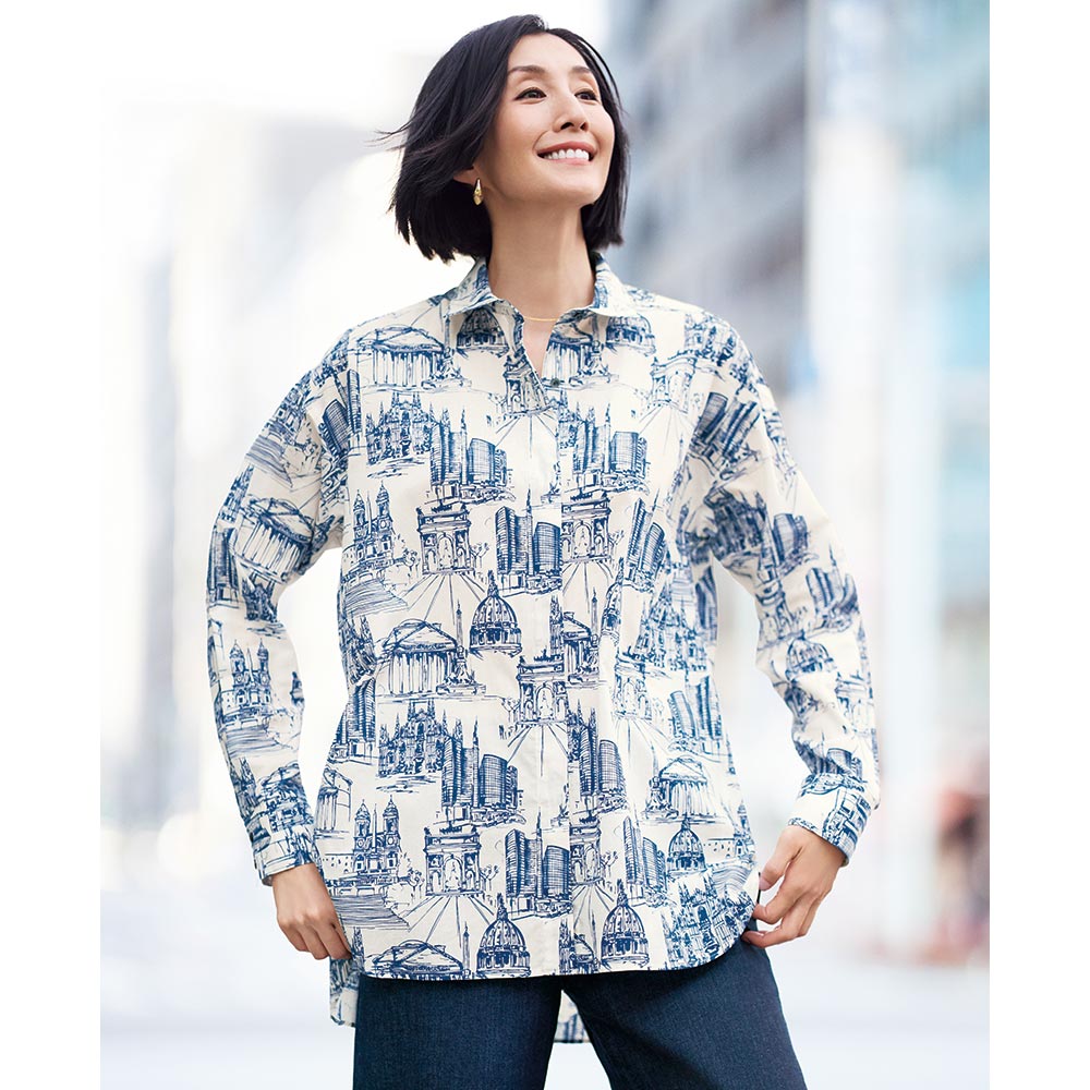 エリカ社 街並みプリント シャツ シャツ ブラウス 144902