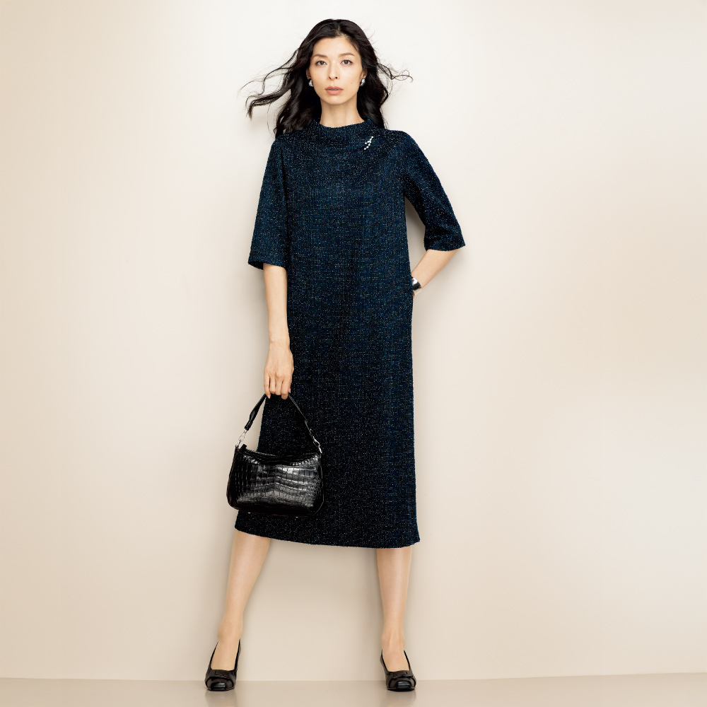 ラメツイード ジャージー ワンピース フォーマルワンピース ワンピース 145306