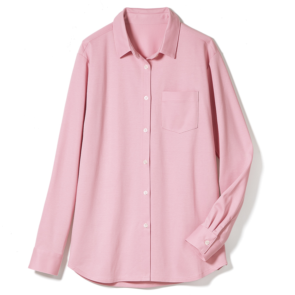 ハイゲージコットン混 ジャージー シャツ シャツ ブラウス 163301