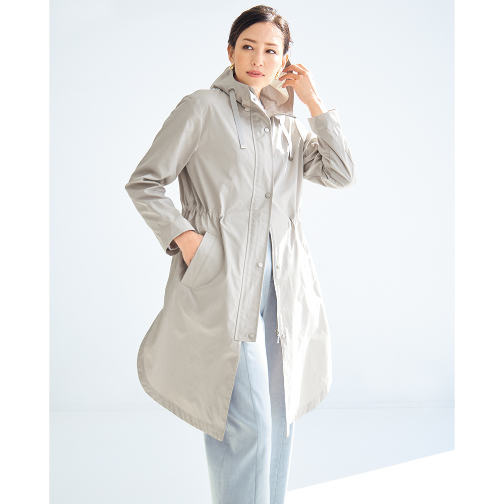 はっ水加工 フーデッドデザイン コート スタンドカラーコート コート 164401