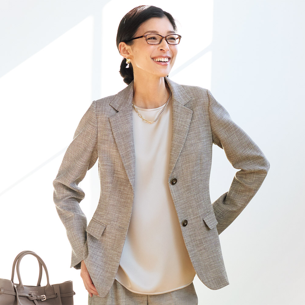 イタリア素材 ウールシルク混 テーラード ジャケット テーラードジャケット ジャケット 163001