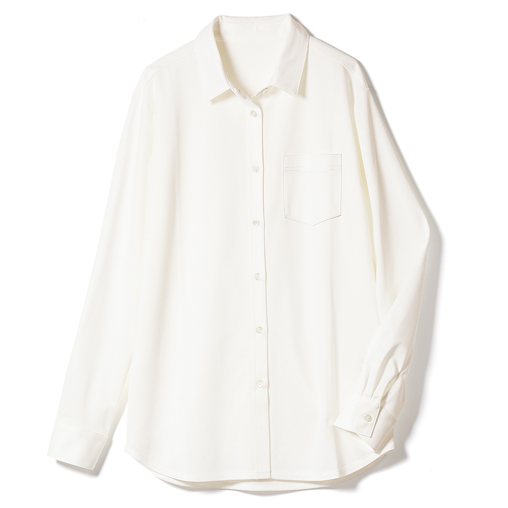 ハイゲージコットン混 ジャージー シャツ シャツ ブラウス 163301