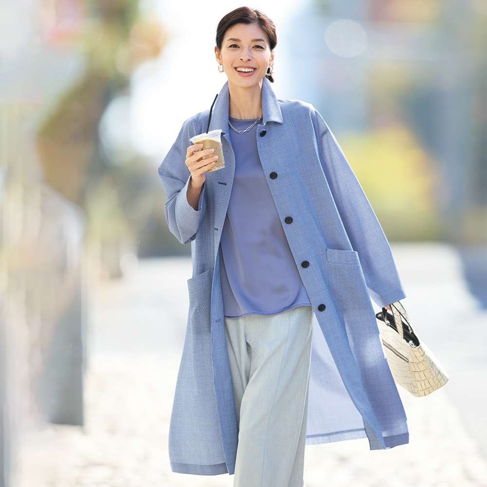 「NIKKE」 ウールサッカー素材 ミニ千鳥柄 コート スプリングコート 春コート コート 163501