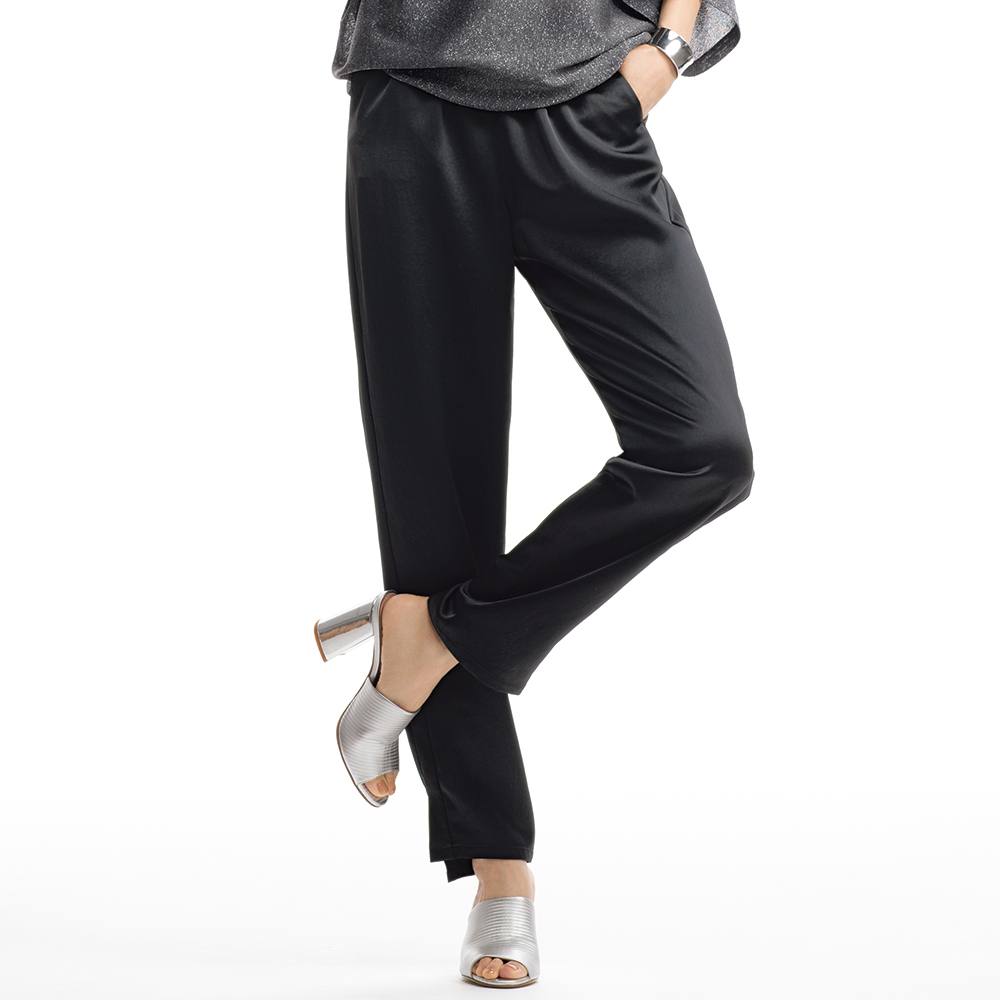 ≪股下丈66cm≫押田比呂美コラボ サテン テーパードパンツ イージーパンツ パンツ 163803