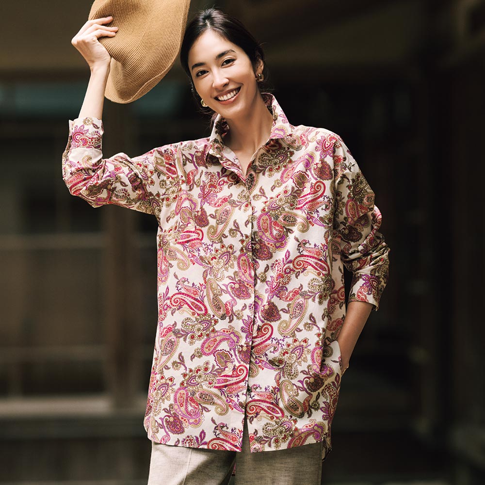 エリカ社 ペイズリー柄 ロングシャツ シャツ ブラウス 165101