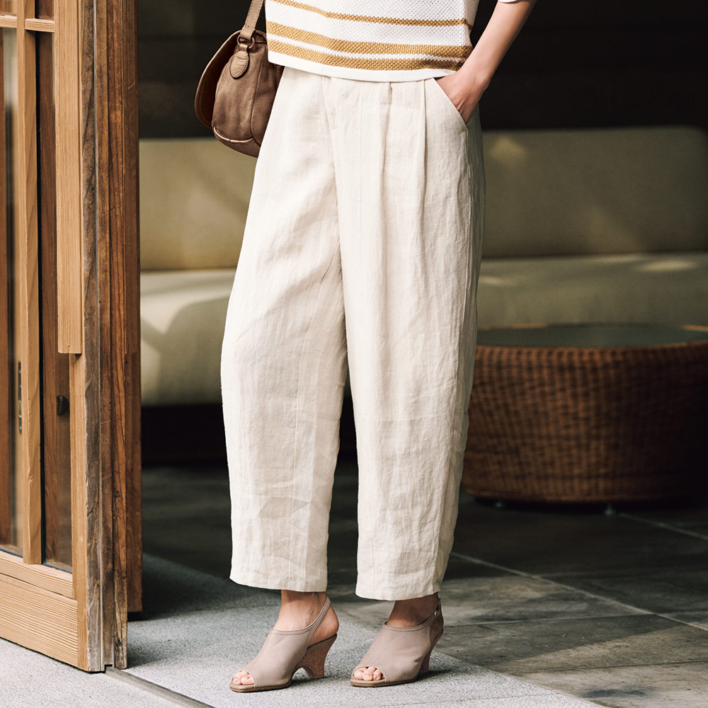 リネン クロップド コクーンパンツ クロップドパンツ パンツ 165203