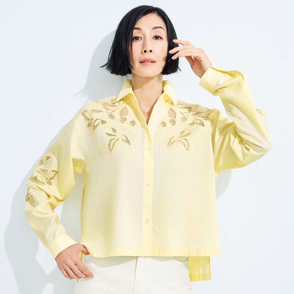 カットワーク刺しゅう オックスフォードシャツ シャツ ブラウス 166401