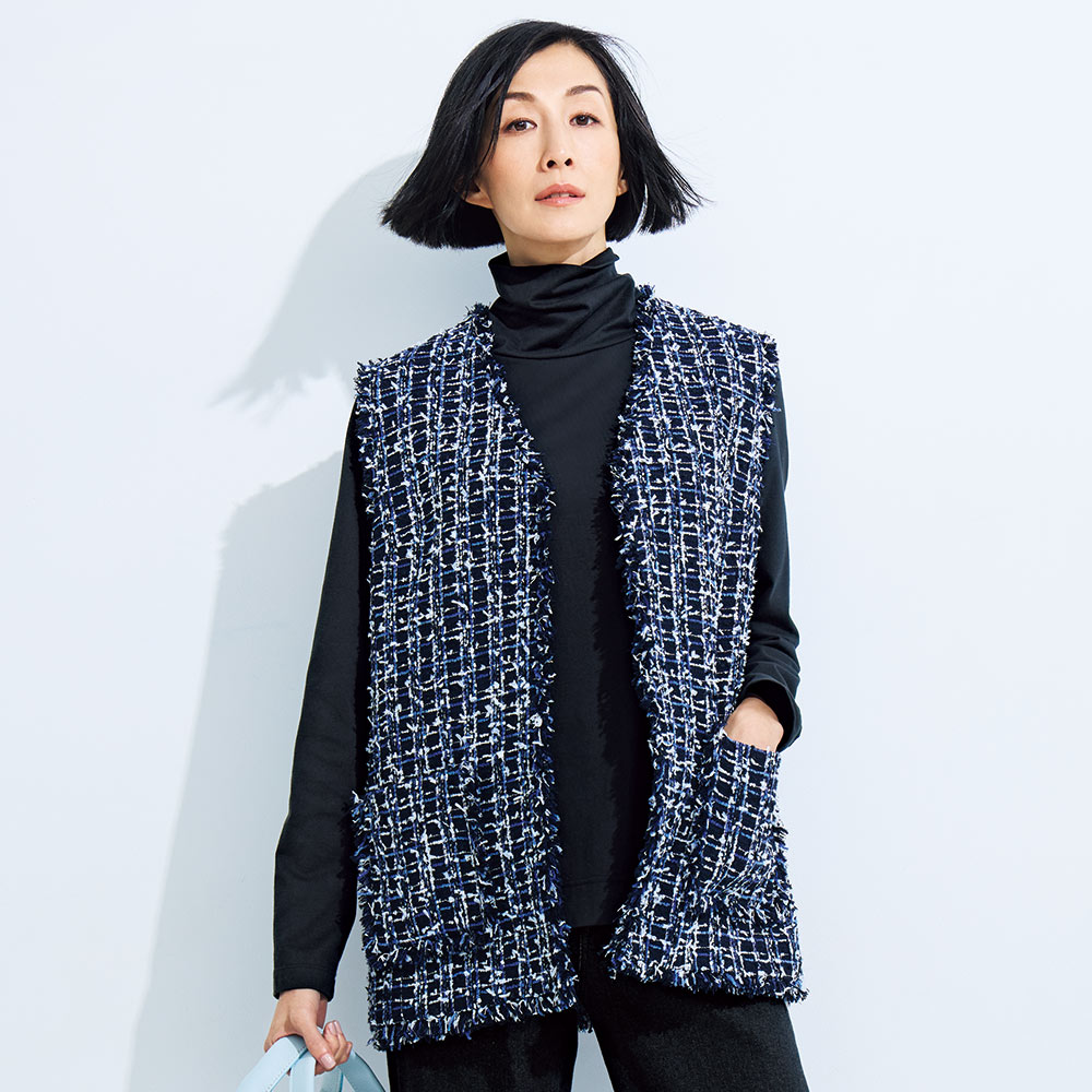 ファンシーツイード ジレ ベスト ジレ ジャケット 166402